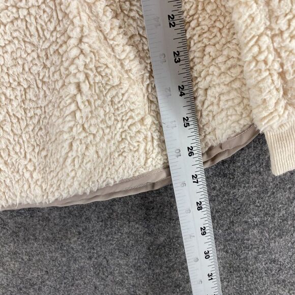 BKE Jacket Women M Medium White Fleece High Neck Long Sleeve Pockets Button - Picture 4 of 7